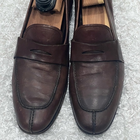 Prada Men Penny Loafers Brown Leather Slip On - Picture 1 of 14